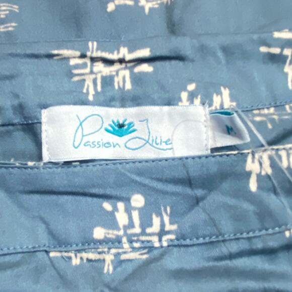 Passion Lillie 100% Organic Cotton Blue Juniper Print Summer Dress Medium - Picture 5 of 10